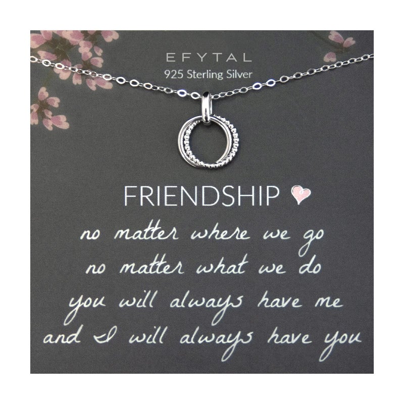 EFYTAL Friendship Necklace, Sterling Silver BFF Necklace, Friend Gifts, Birthday Gifts for Women, BFF Necklaces, Friendship Necklaces, Bestie Jewelry - Image 1